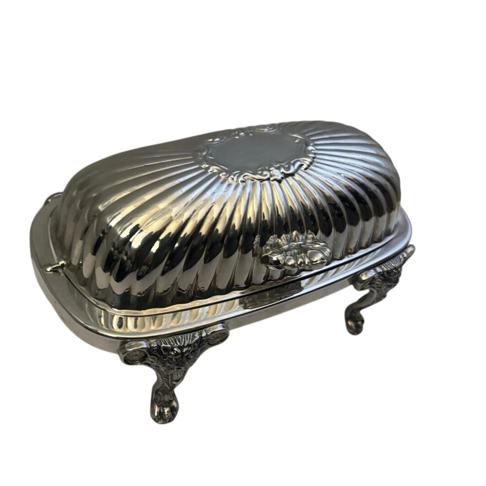 Vintage FB Rogers Silverplate Repurposed Butter Dish Jewelry Box Victorian Decor